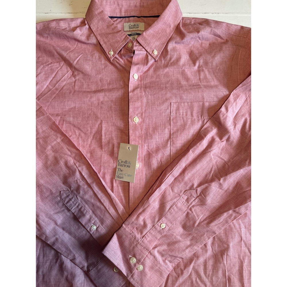 Croft & Barrow Button Down Mens XXL Slim Red NEW Easy Care Wrinkle Resistant